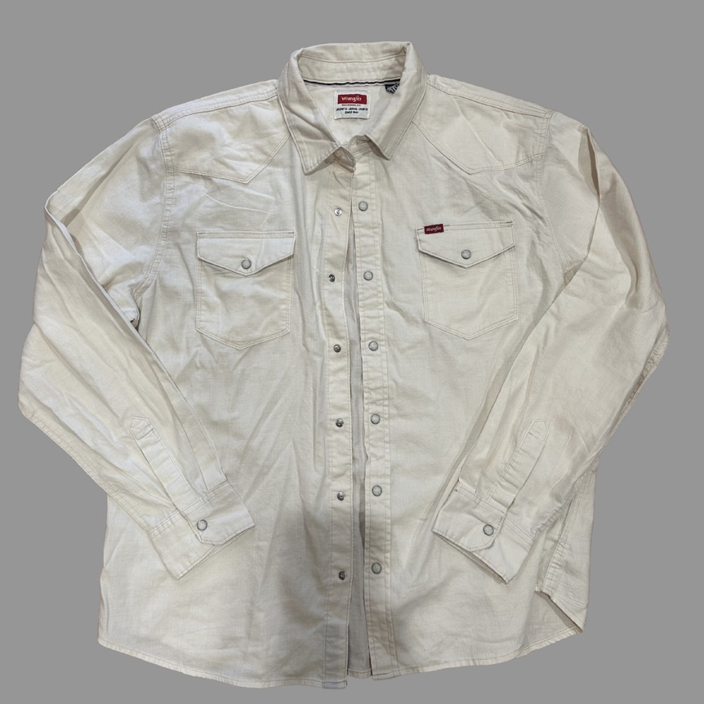 WRANGLER Mens Ivory Snap Button Long Sleeve Shirt, Size L